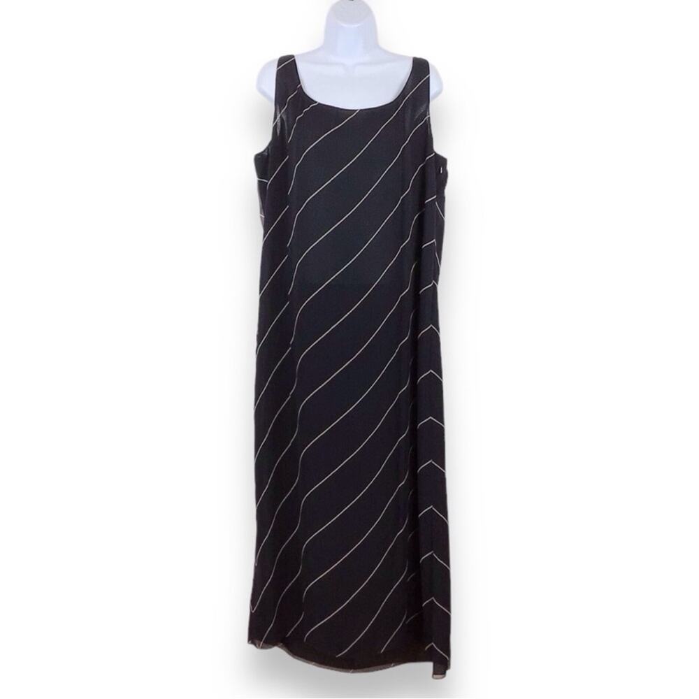 EMANUEL UNGARO Black Silk Chiffon Sleeveless Shift Dress size 16